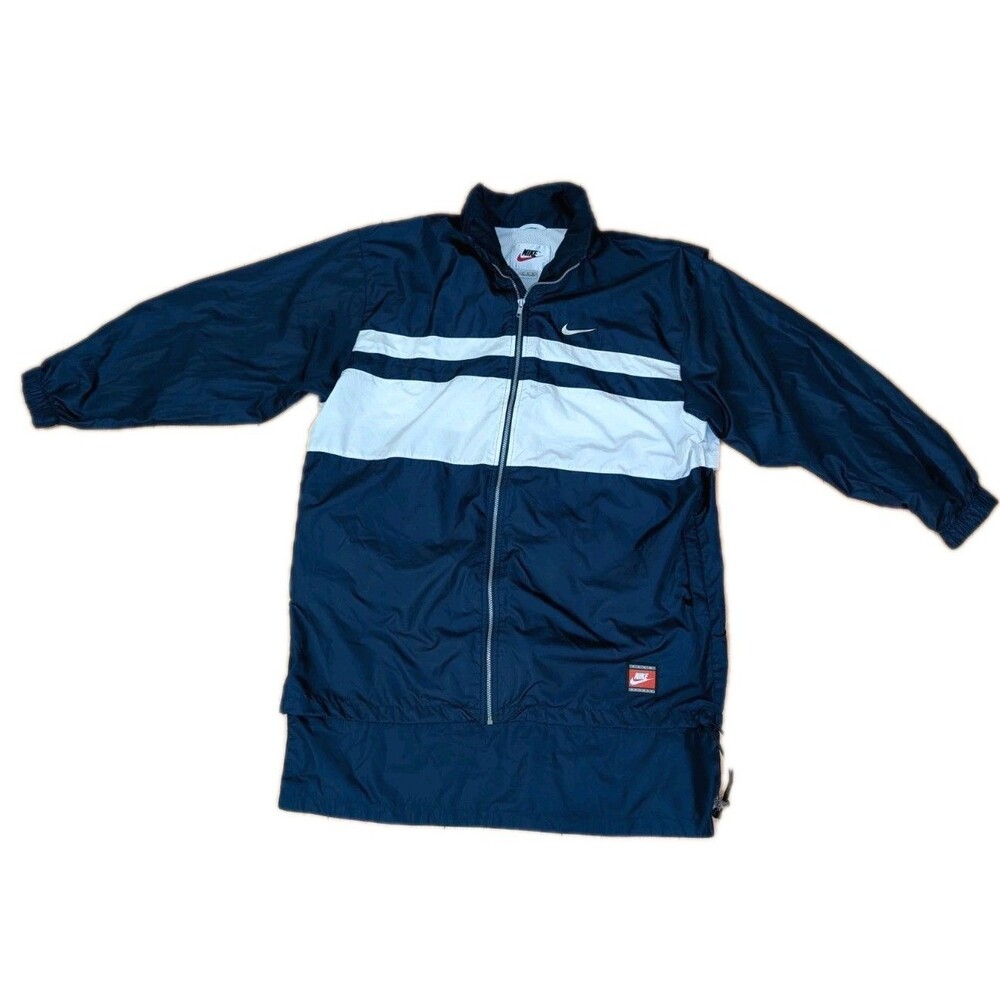 Vintage 90s NIKE Team Sports Windbreaker Parka Jacket Mens XL Long Big Logo EUC